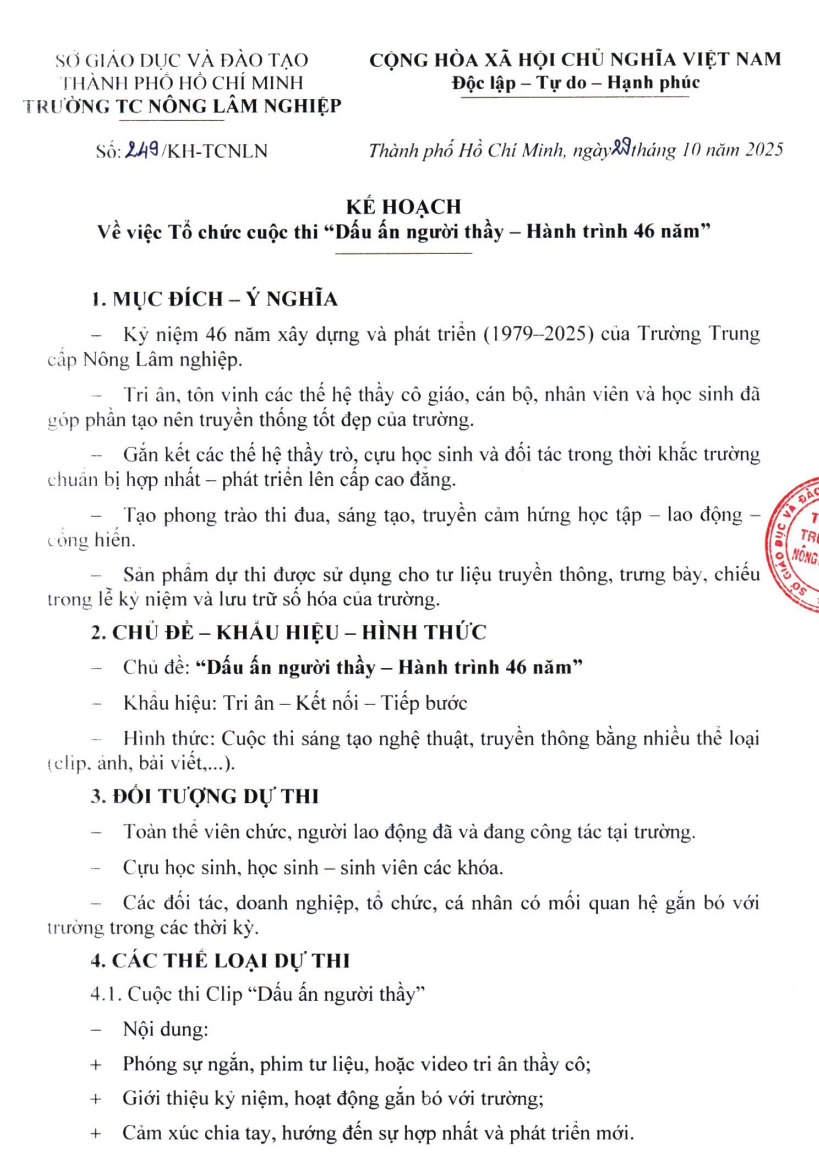 Kế hoạch cuộc thi "Dấu ấn người thầy - Hành trình 60 năm"